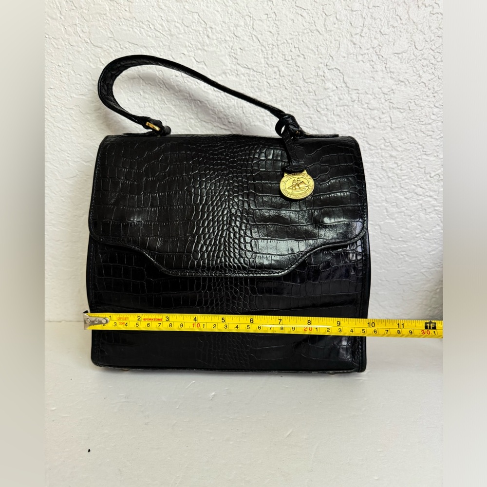 BRAHMIN Vintage Black Leather Shoulder /Hand Bag Satchel - Picture 3 of 12